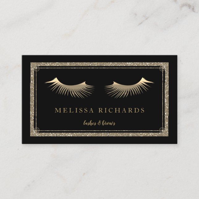 Berufliche Eyelashes Makeup Artist Black Busines Visitenkarte (Vorderseite)