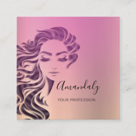 Berufliche Eyelashes Salon Violet Pink Quadratische Visitenkarte