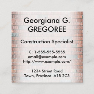 Berufliche Fachkarte Bauwesen Quadratische Visitenkarte