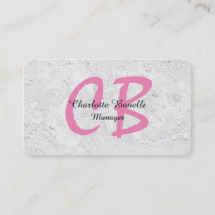 Berufliche Feminine Grau Wall Pink Monogramm Visitenkarte