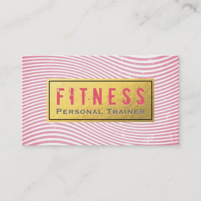 Berufliche Fitness Personal Trainer Pink & Gold Visitenkarte (Vorderseite)