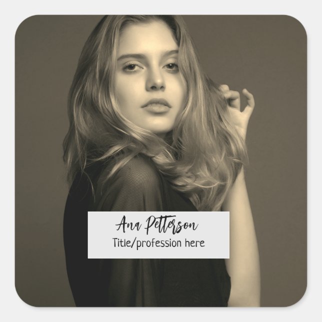 berufliche Foto QR-Website E-Mail sozial modern Quadratischer Aufkleber (Vorderseite)