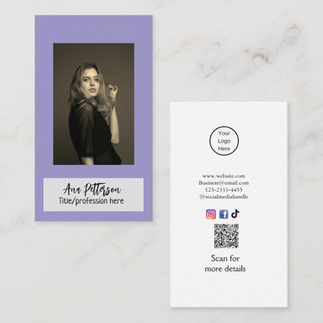 berufliche Foto QR-Website E-Mail sozial modern Visitenkarte (Vorne/Hinten)