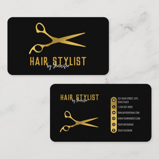 Berufliche Friseur-Stylist & Salon Social Media Visitenkarte (Vorne/Hinten)