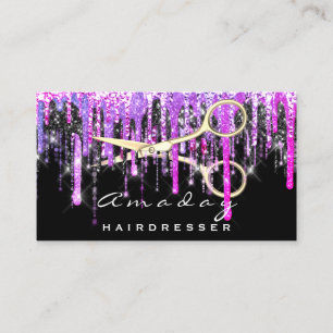 Berufliche Friseurschere Gold Hot Pink Visitenkarte