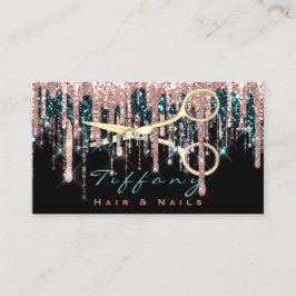 Berufliche Friseurschere Rose Black Gold Visitenkarte