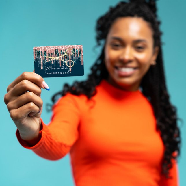 Berufliche Friseurschere Rose Blue Gold Visitenkarte (Von Creator hochgeladen)