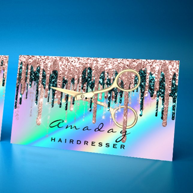 Berufliche Friseurschere Rose Visitenkarte (Professional Hairdresser Scissors Rose Holograph Business Card)