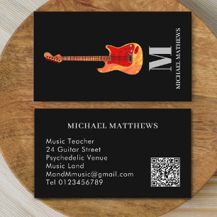 Berufliche Gitarre-Musiker Custom QR Code Visitenkarte