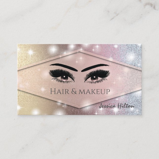 Berufliche glamouröse Lux glittery funkelnde Make- Visitenkarte (Vorderseite)