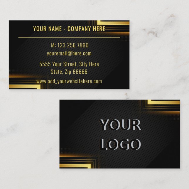 Berufliche Gold Black Business Card mit Logo Visitenkarte (Vorne/Hinten)