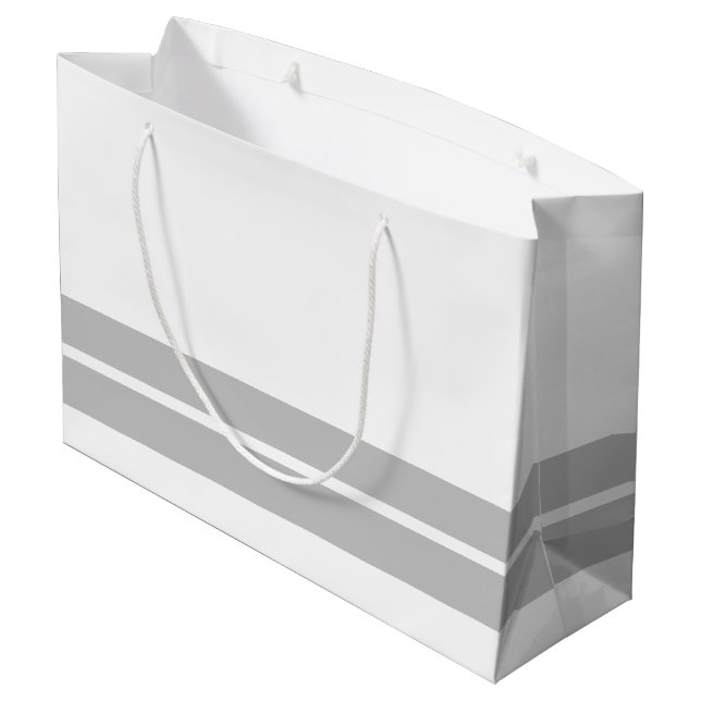 Berufliche graue Unterkante Streifen auf weißem Gr Große Geschenktüte (Rückseite Schrägansicht)