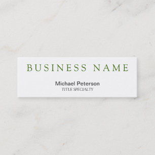 Berufliche Green White Skinny Business Card Mini Visitenkarte