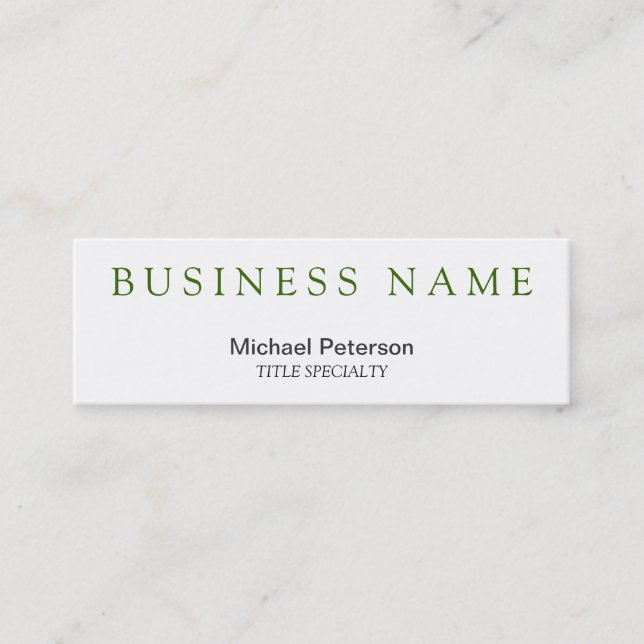 Berufliche Green White Skinny Business Card Mini Visitenkarte (Vorderseite)