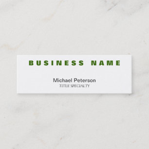 Berufliche Green White Skinny Business Card Mini Visitenkarte