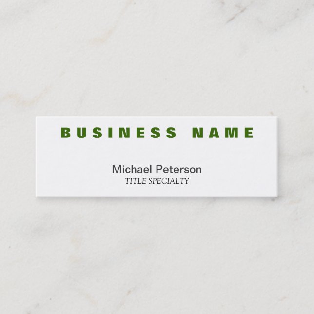 Berufliche Green White Skinny Business Card Mini Visitenkarte (Vorderseite)