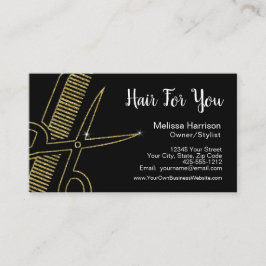 Berufliche Hairstylist-Gold-Glitzer-Schere Visitenkarte