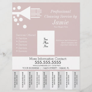 Berufliche Hausreinigung Rosa Abreißen Streifen Flyer