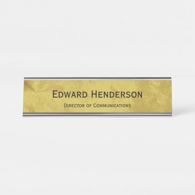 Berufliche Imitate Gold Textname und Jobbezeichnun Schreibtischnamensplakette (Vorderseite )