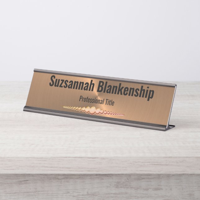 Berufliche Imitate Kupfer Metallic Custom Schreibtischnamensplakette (Vorderseite )