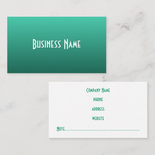 Berufliche Jade Green Business Card Visitenkarte (Vorne/Hinten)