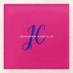 Berufliche Kalligraphie-Script-Monogram-Girly Glasuntersetzer