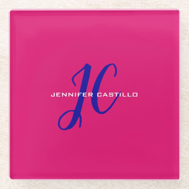 Berufliche Kalligraphie-Script-Monogram-Girly Glasuntersetzer (Vorderseite)