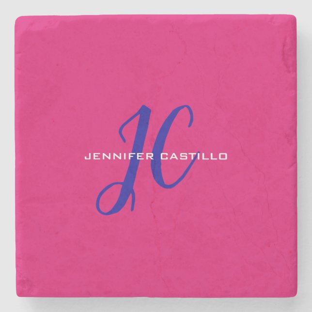 Berufliche Kalligraphie-Script-Monogram-Girly Steinuntersetzer (Vorderseite)