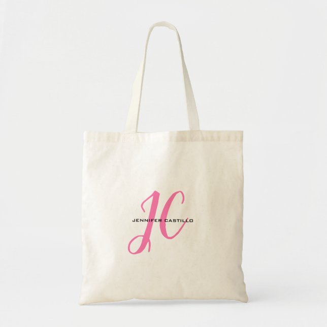 Berufliche Kalligraphie-Script-Monogram-Girly Tragetasche (Vorne)
