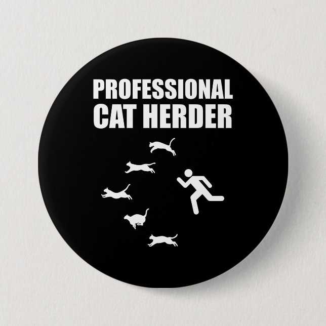 Berufliche Katze Herder Funny Herding Katzen Button (Vorderseite)
