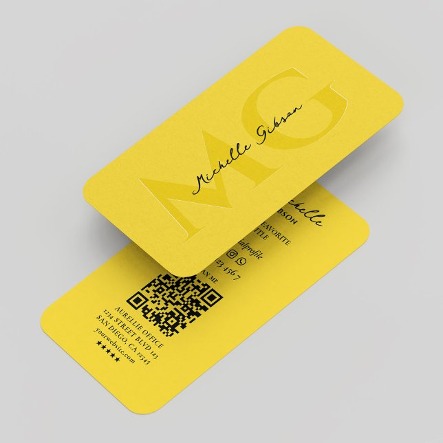 Berufliche Konstruktion Monogram Gelb Moderne Visitenkarte (Professional Construction Monogram Yellow Modern Business Card
)