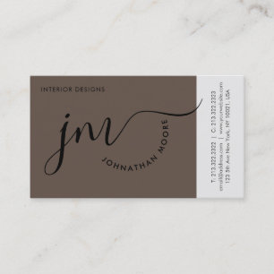 Berufliche Krümmungsbraun-Schwarze-Script-Monogram Visitenkarte