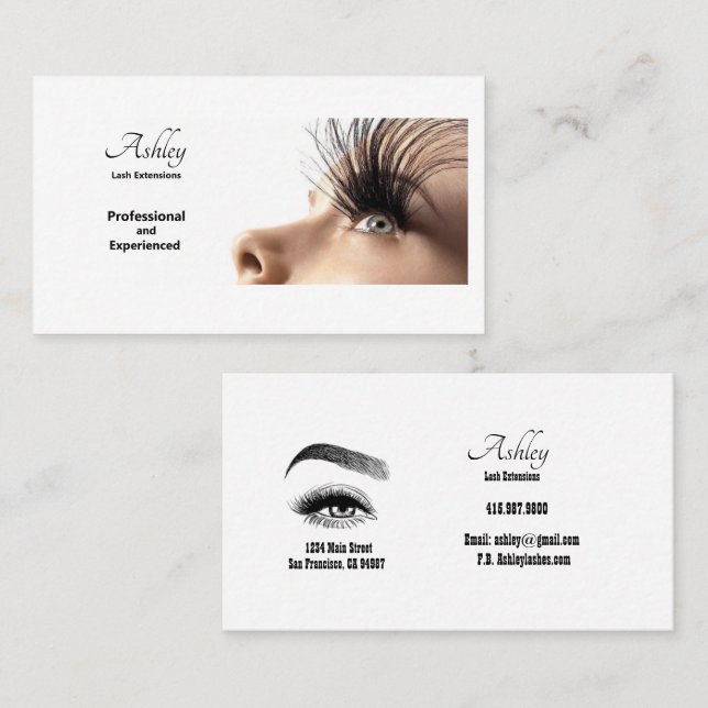 Berufliche Lash Extension Stylist Business Cards Visitenkarte (Vorne/Hinten)