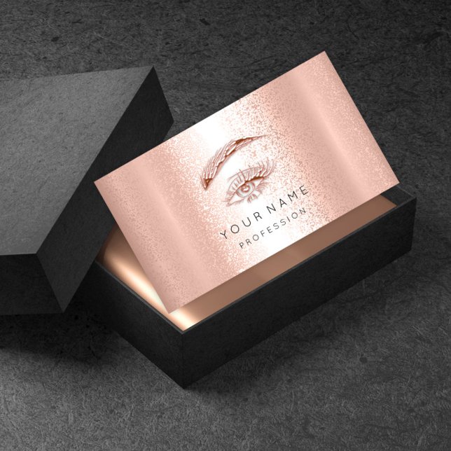Berufliche Lashes Brows Makeup Eye Gold Rose Visitenkarte (Von Creator hochgeladen)