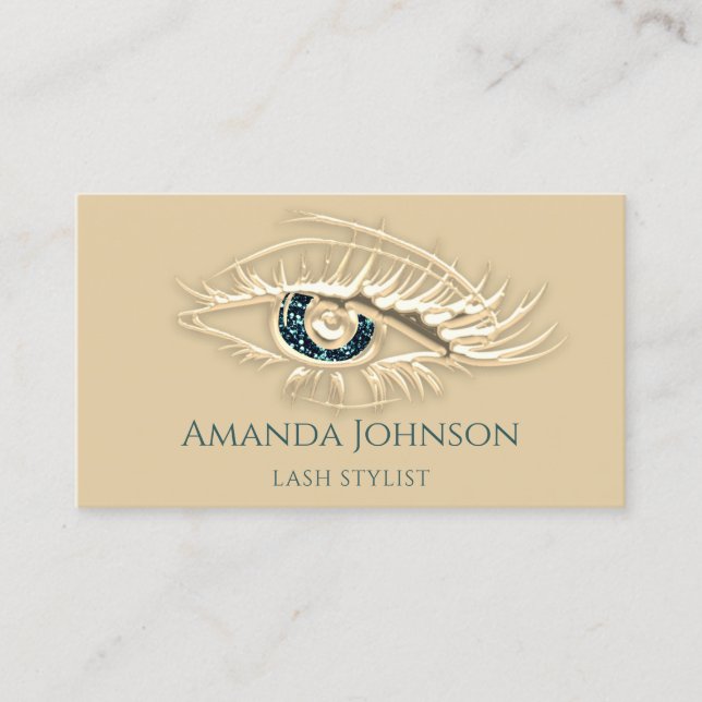 Berufliche Lashes Brows Makeup Logo Gold Glitzer Visitenkarte (Vorderseite)