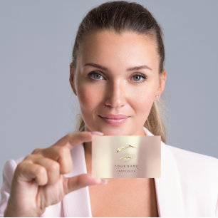 Berufliche Lashes Brows Makeup Logo Gold Rose Bu Visitenkarte