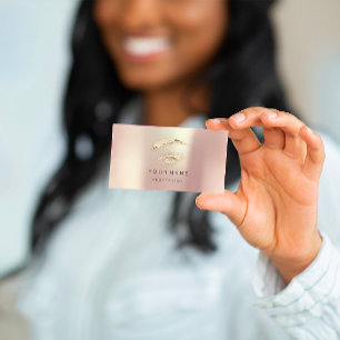 Berufliche Lashes Makeup Logo Gold Rose QR Visitenkarte