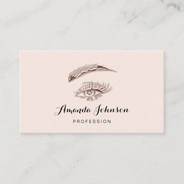 Berufliche Lashes Makeup Logo Rose Blush Visitenkarte (Vorderseite)