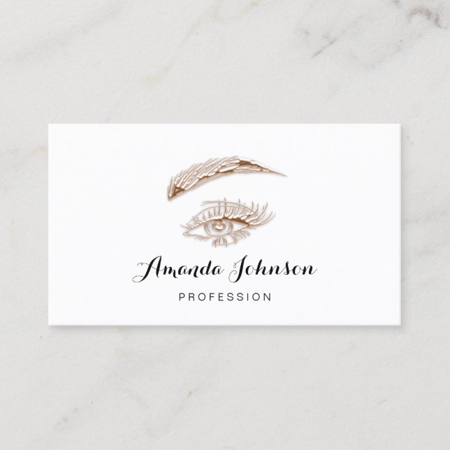 Berufliche Lashes Makeup-Logo-Rose weiß Visitenkarte (Vorderseite)