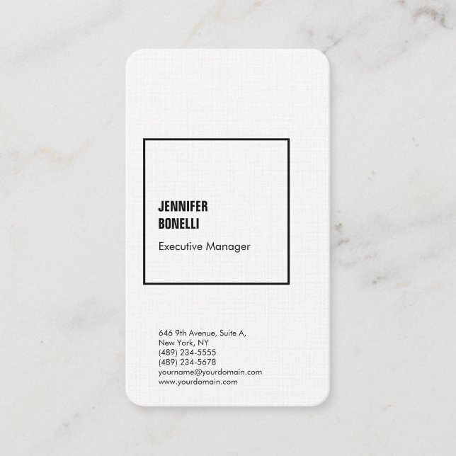 Berufliche Leinen minimalistisch modern schwarz-we Visitenkarte (Vorderseite)