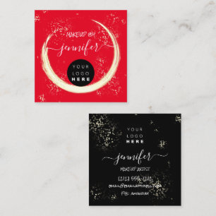 Berufliche Logo Nails Schönheitshaar Schwarz Rot Quadratische Visitenkarte