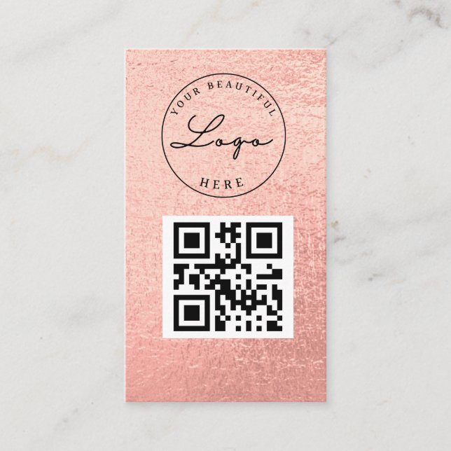 Berufliche Logo-Rose Gold QR-Code Visitenkarte (Vorderseite)