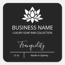 Berufliche Lotus Black Soap Bar Labels Quadratischer Aufkleber