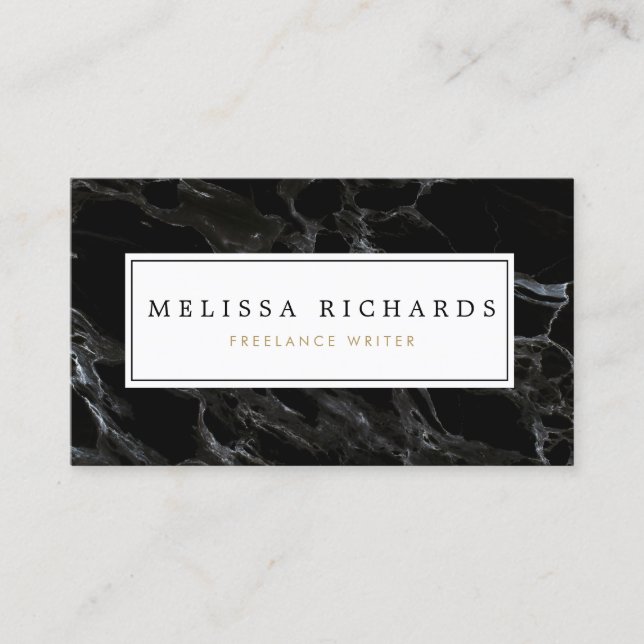 Berufliche Luxe Black Marble Business Card Visitenkarte (Vorderseite)