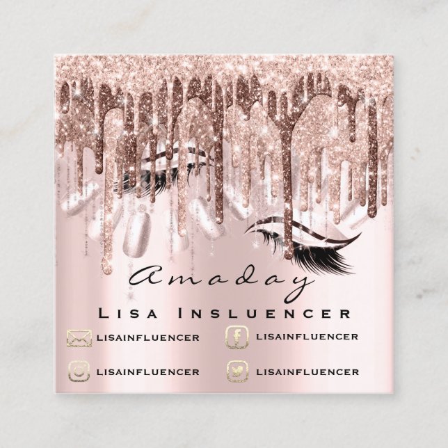 Berufliche Makeup Artist Nagelmaniküre Tropfen Quadratische Visitenkarte (Vorderseite)