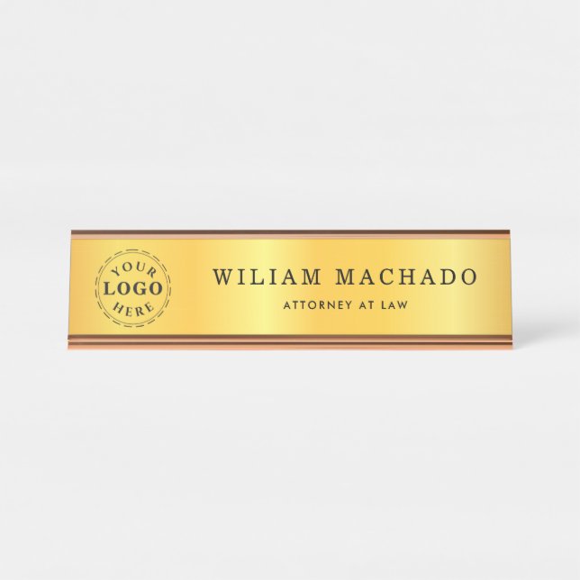 Berufliche Metallic Gold Namensplatte für Anwälte Schreibtischnamensplakette (Vorderseite )