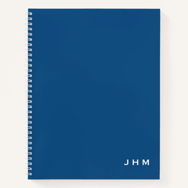 Berufliche Minimal Classic Blue & White Monogram Notizbuch (Vorderseite)
