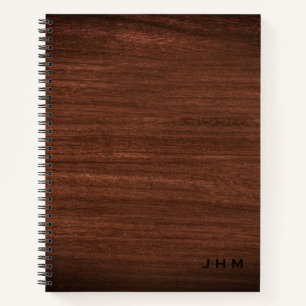 Berufliche Minimal-Holzkörnmonogramm-Initialen Notizbuch