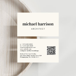 Berufliche Minimal-Moderne QR-Code-Creme Visitenkarte