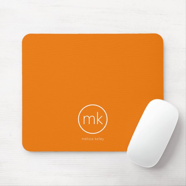 Berufliche Minimale Monogramm-Mandarine Orange Mousepad (Mit Mouse)
